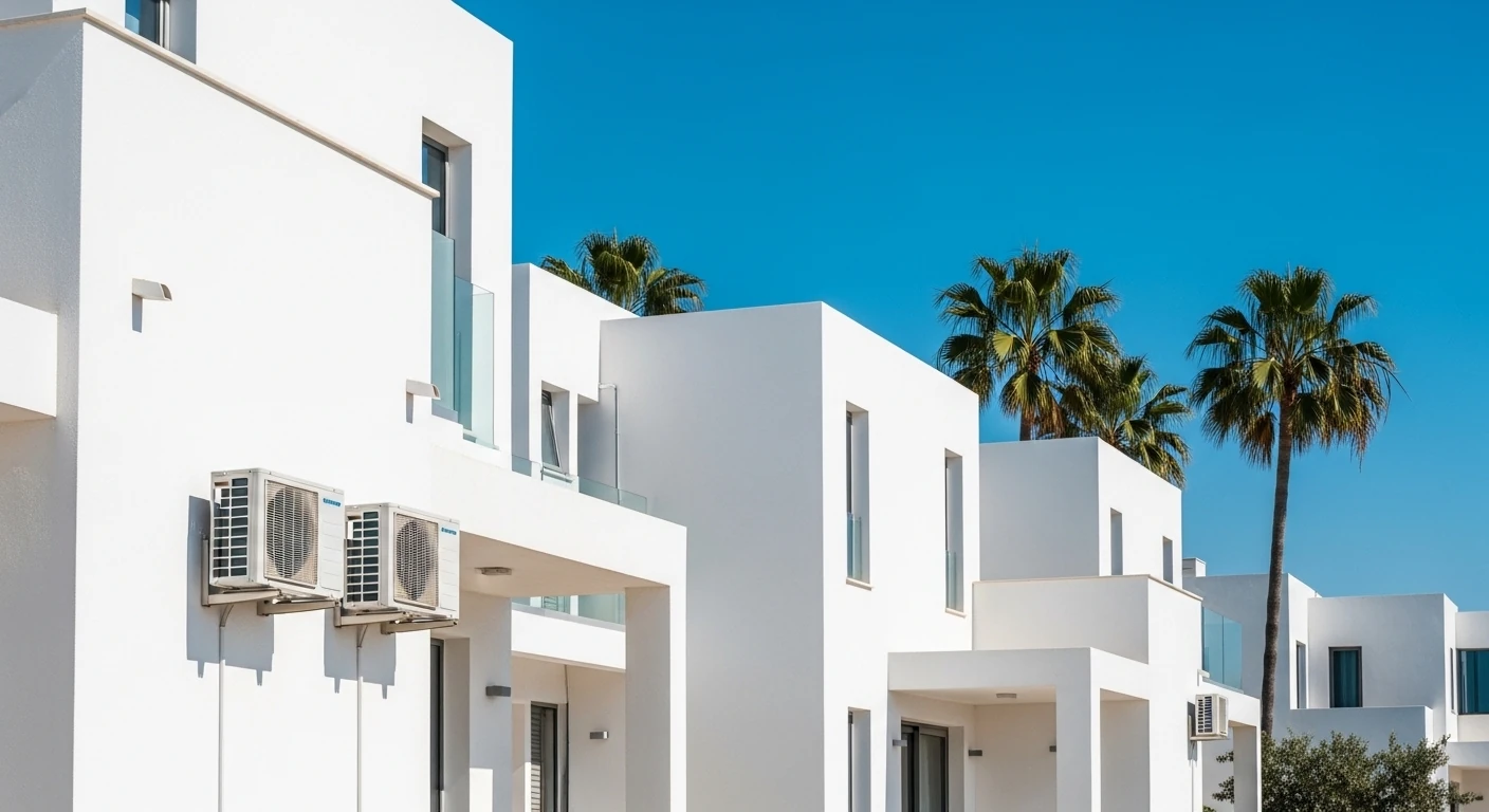 Modern Cyprus villas with air conditioning units